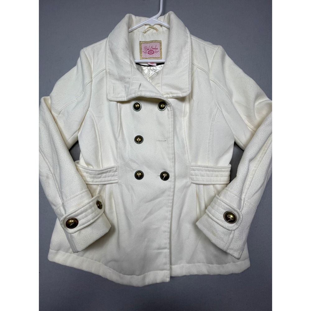 Pink Envelope Pea Coat Polyester Cream White Large Womens